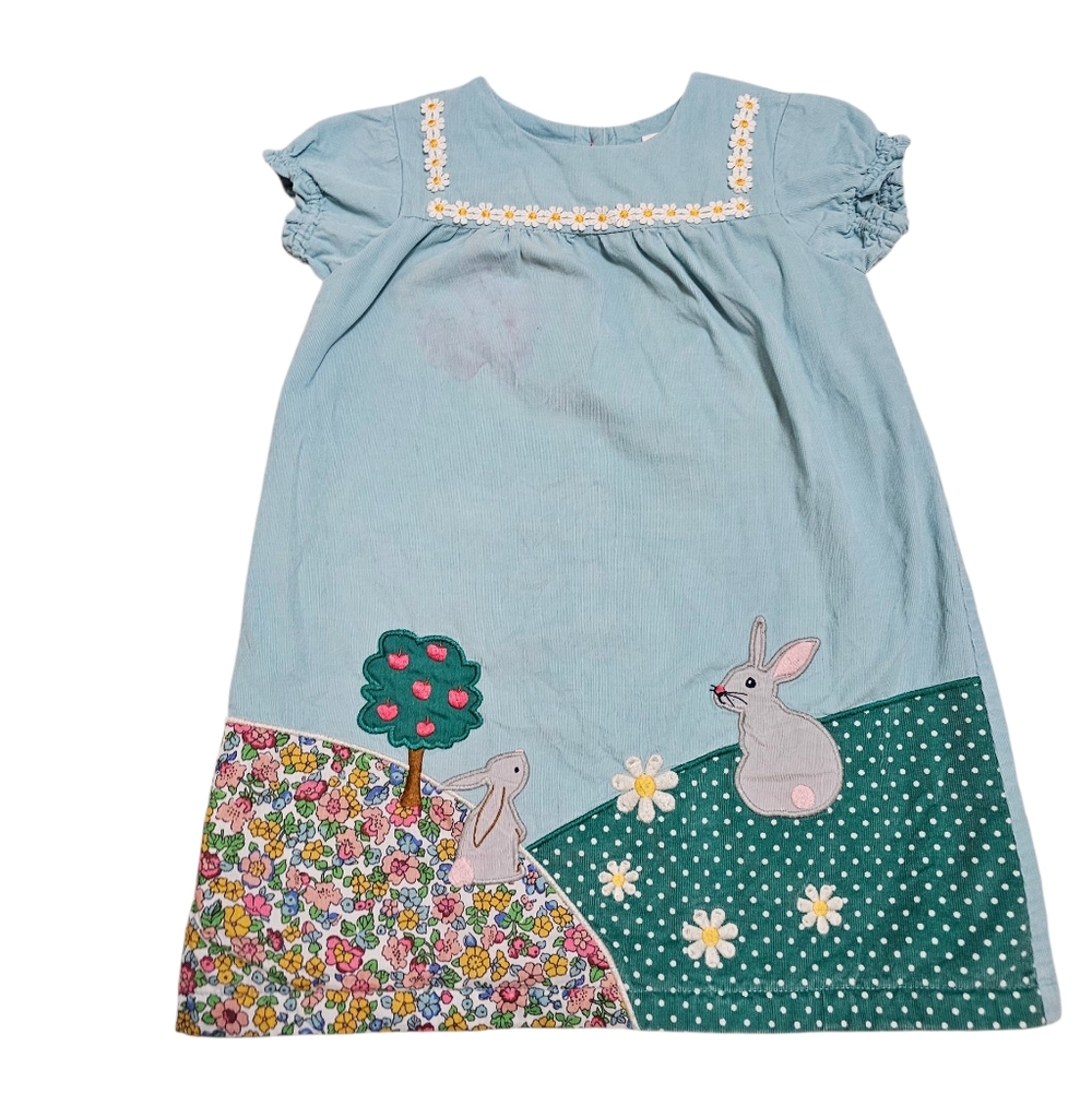 Mini Boden Bunny Dress 3-4 **stain**